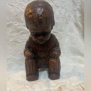 RED MILL MFG boy Pecan finish 6 inches tall .Rare Vintage piece